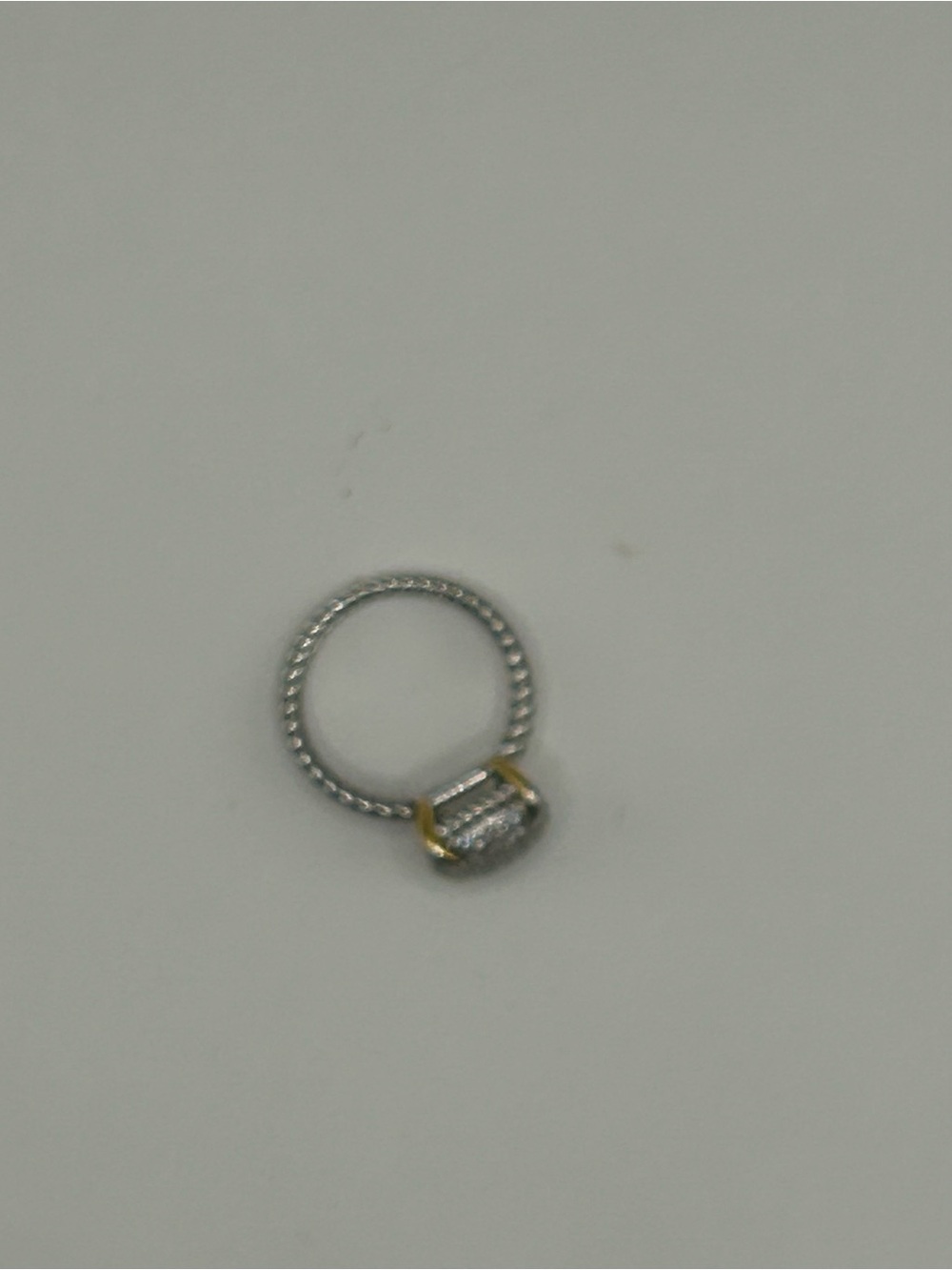 Sterling Silver Pavé Square Ring with Gold Accent - Silver 9.5 - Picture 5 of 6